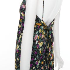 CELINE Hedi Slimane yellow purple floral print viscose dress FR38 M
