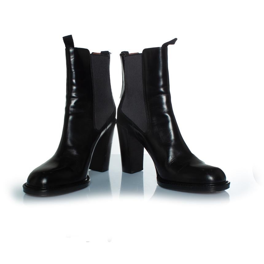 Black Celine, High shine leather Chelsea boots For Sale