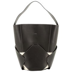 Celine Holdall Bucket Bag Leather with Canvas Large