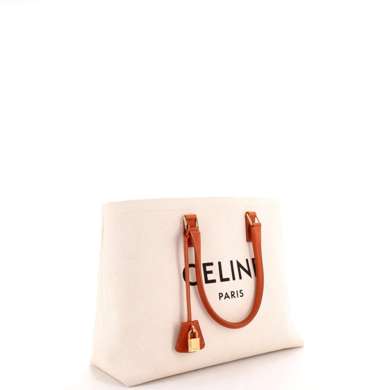 Celine Vertical Cabas Tote Canvas with Leather Mini at 1stDibs