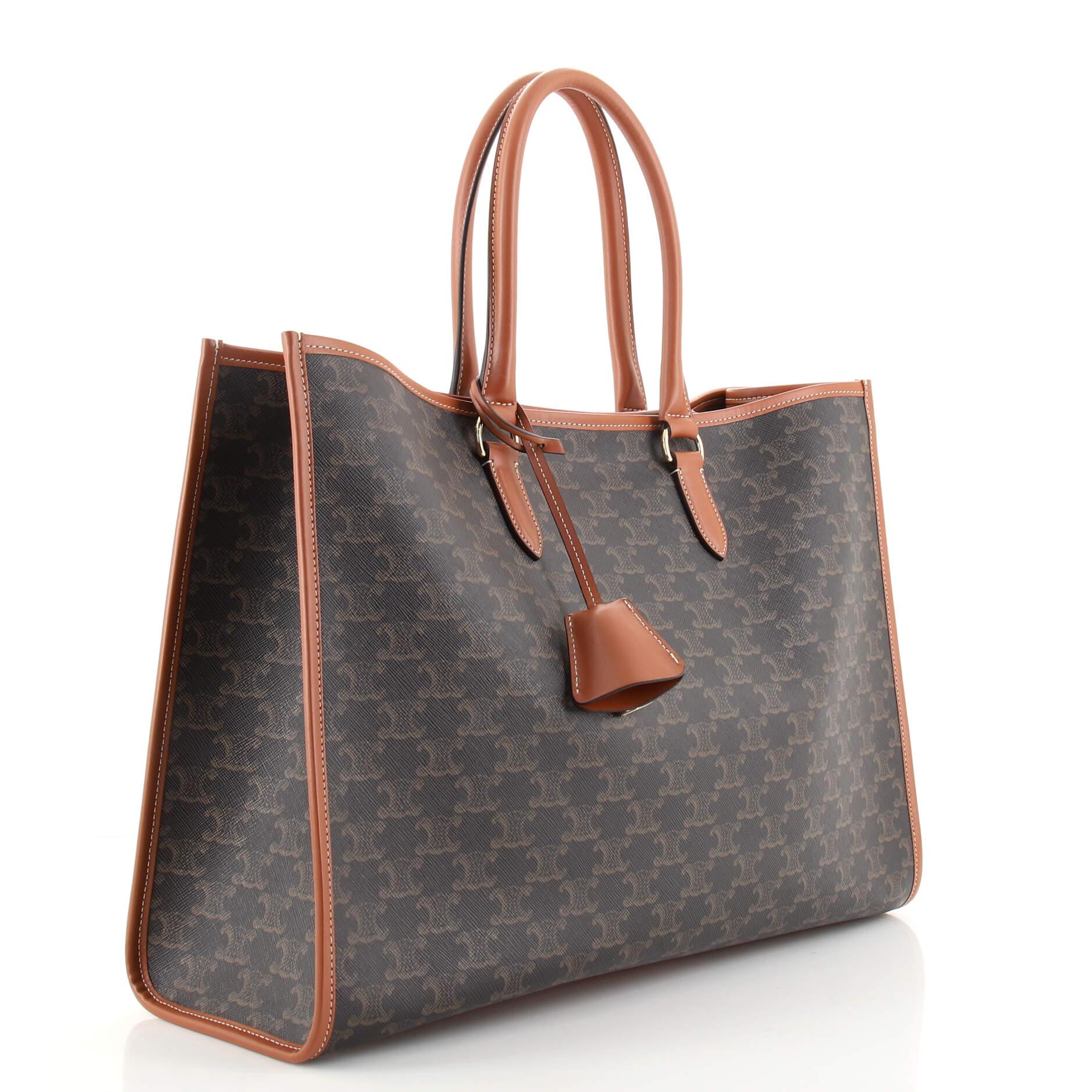 celine horizontal cabas in triomphe canvas and calfskin
