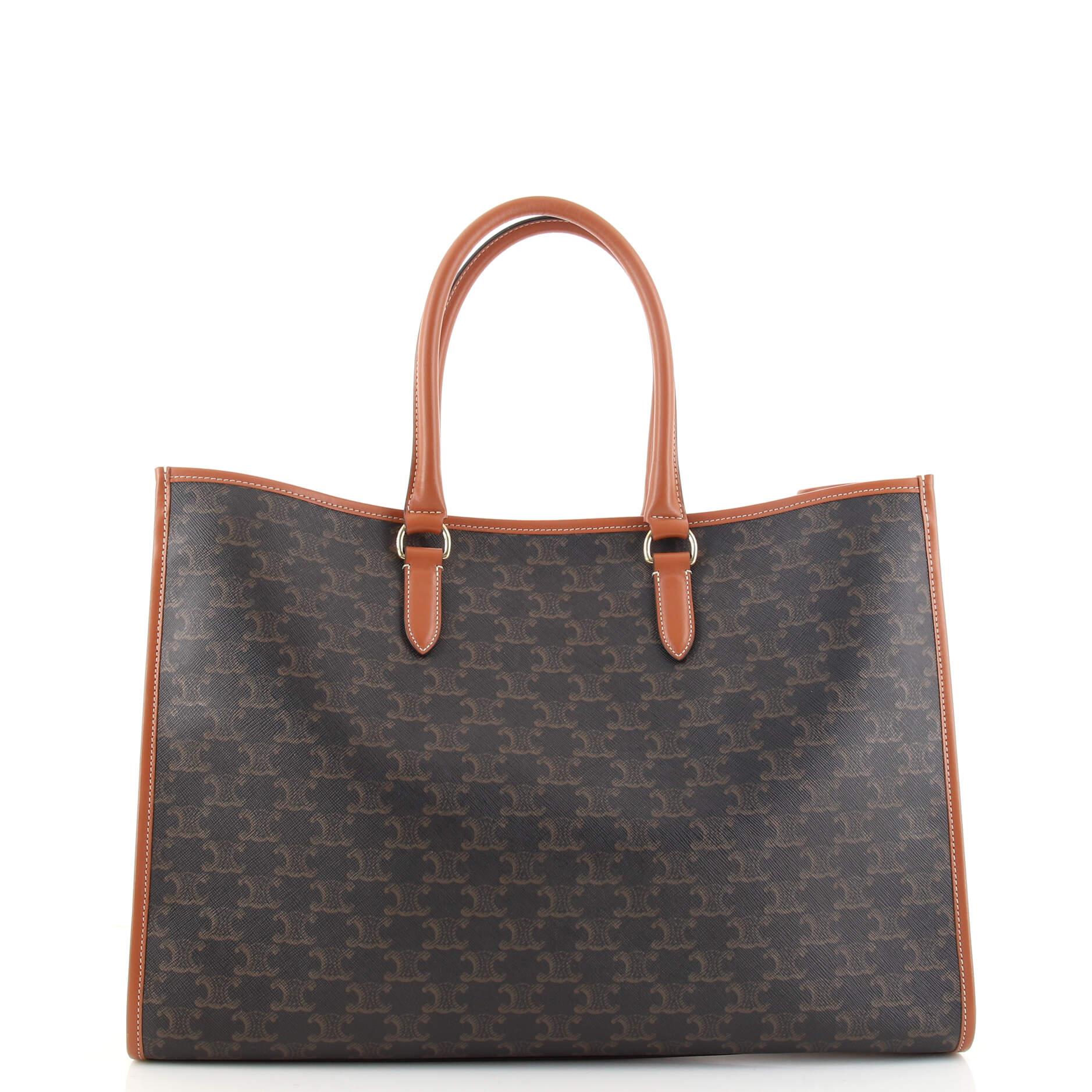 mini horizontal cabas in triomphe canvas and calfskin