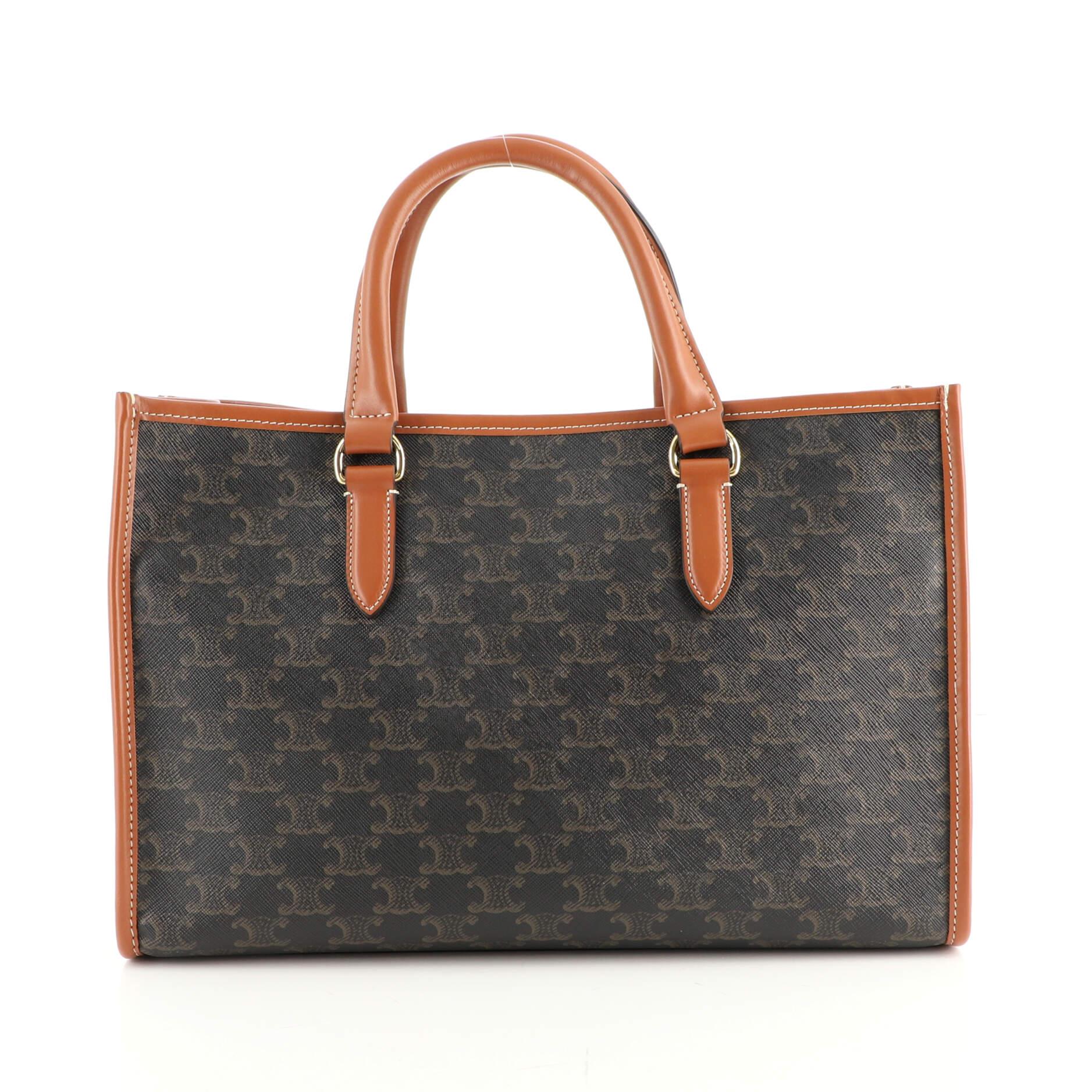mini horizontal cabas in triomphe canvas and calfskin