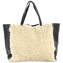 Celine Horizontal Gusset Cabas Tote Shearling and Leather Large
