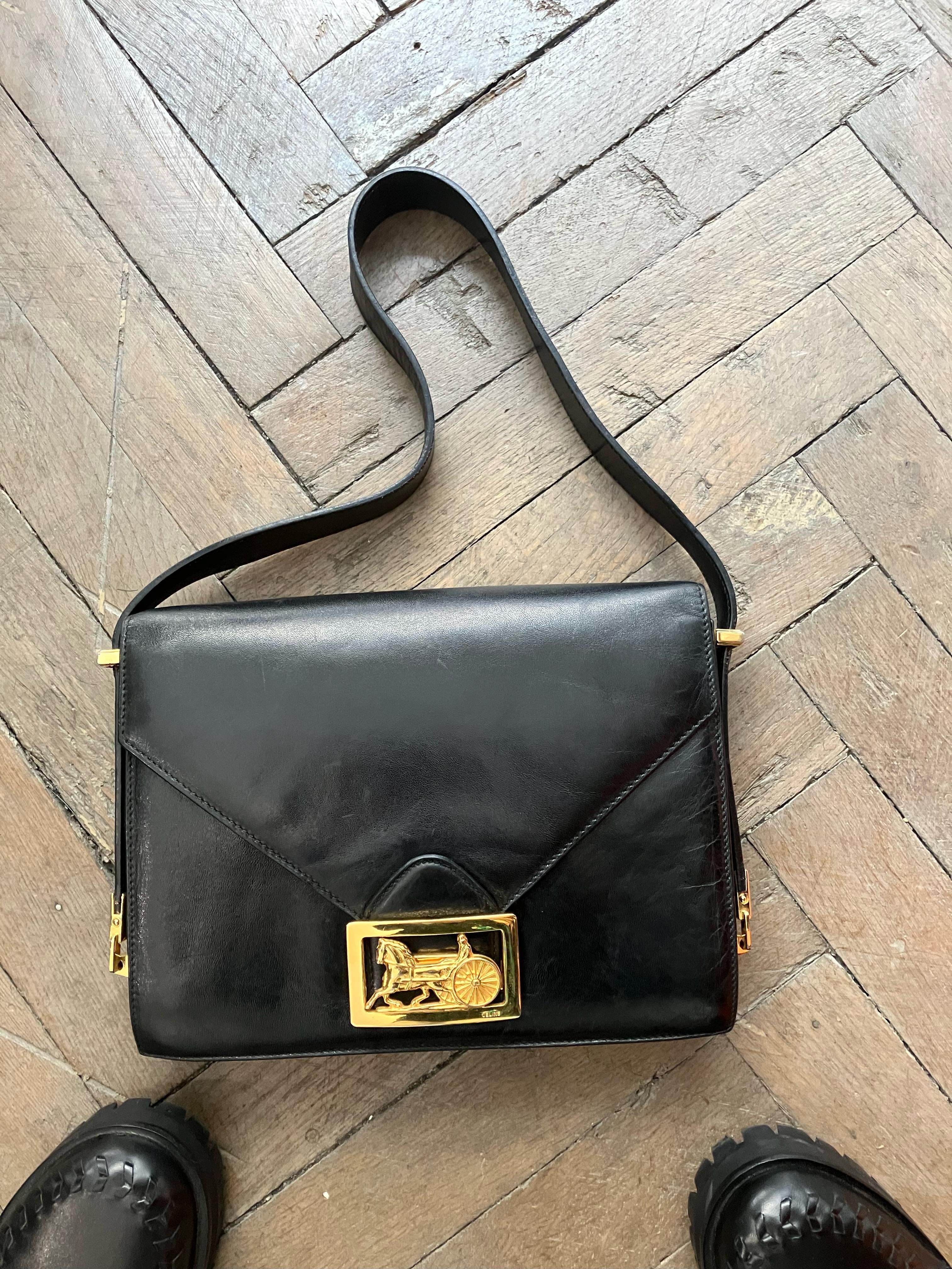 Celine Horsebit Box Black Shoulder Bag 2