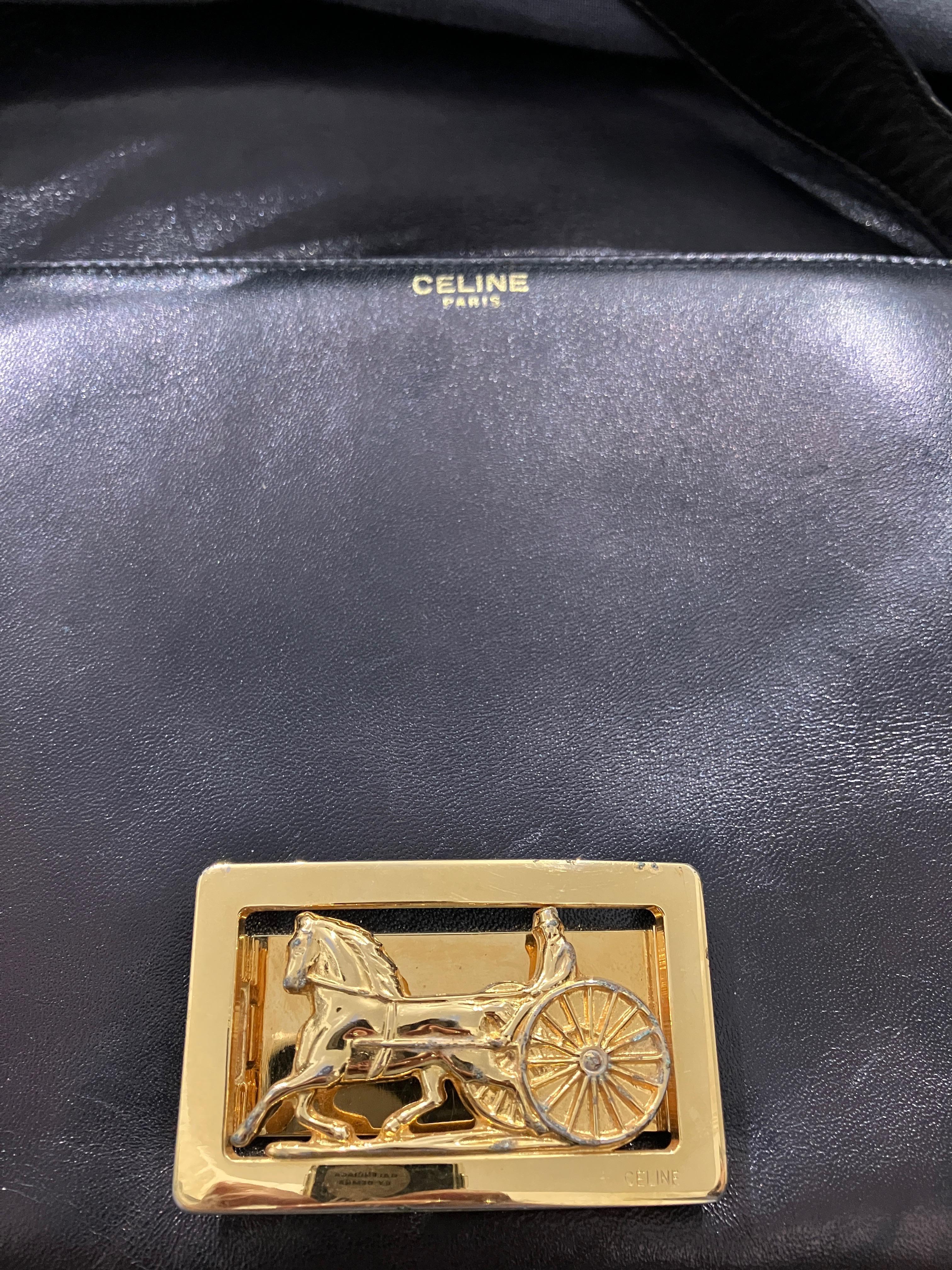 Borsa a tracolla Celine Horsebit Box Nera in vendita 2