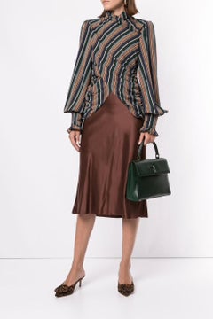 Celine Hunter Leather Kelly Style Evening Top Handle Satchel Shoulder Flap Bag