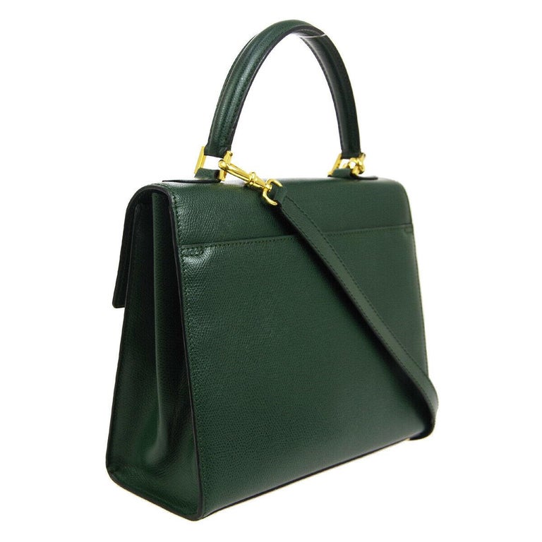 Celine Hunter Leather Kelly Style Evening Top Handle Satchel Shoulder