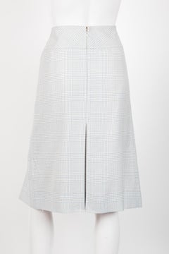 Celine Iconic Blue Check Wool Skirt