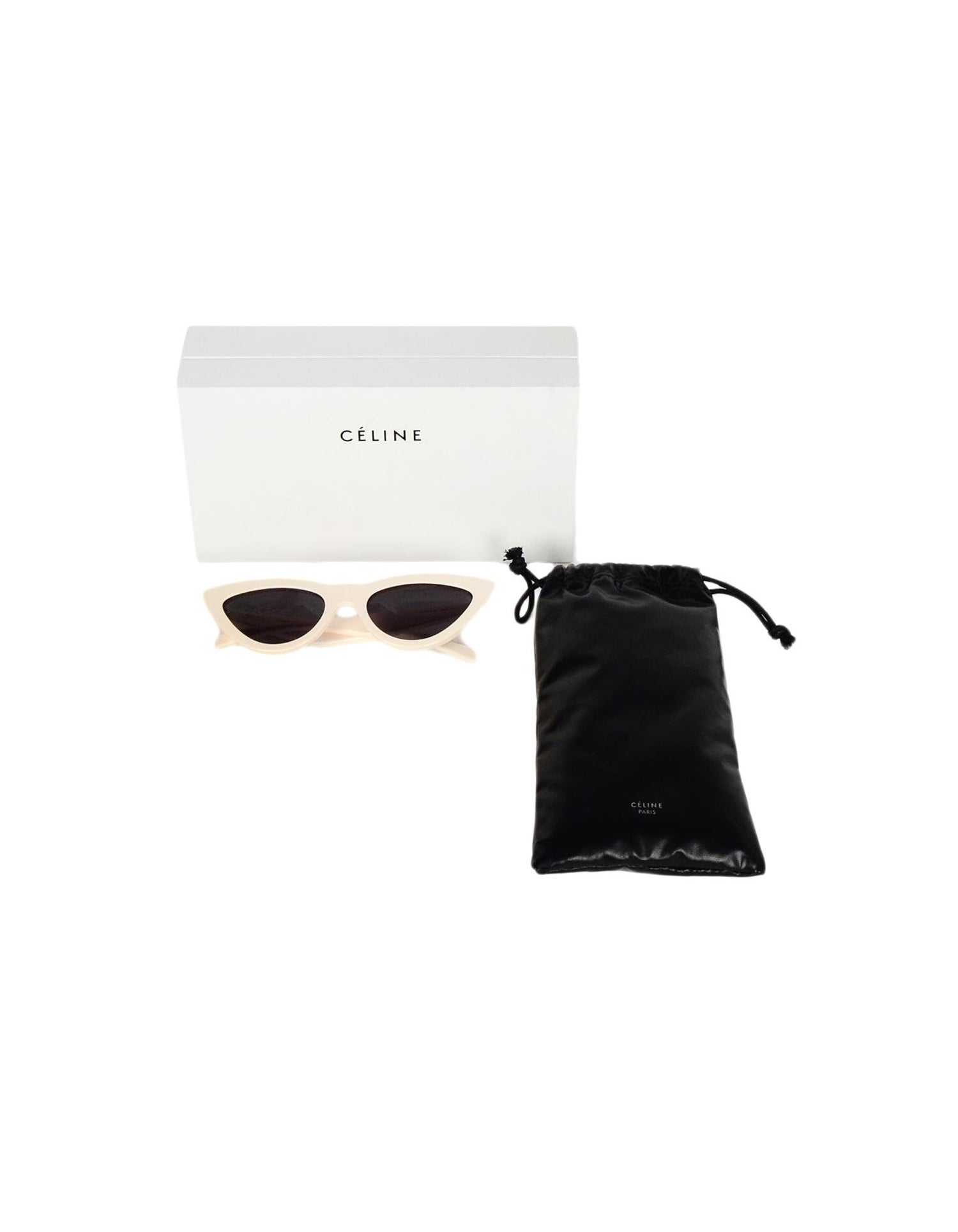 Celine Ivory Acetate Exaggerated Cat Eye Sunglasses For Sale At