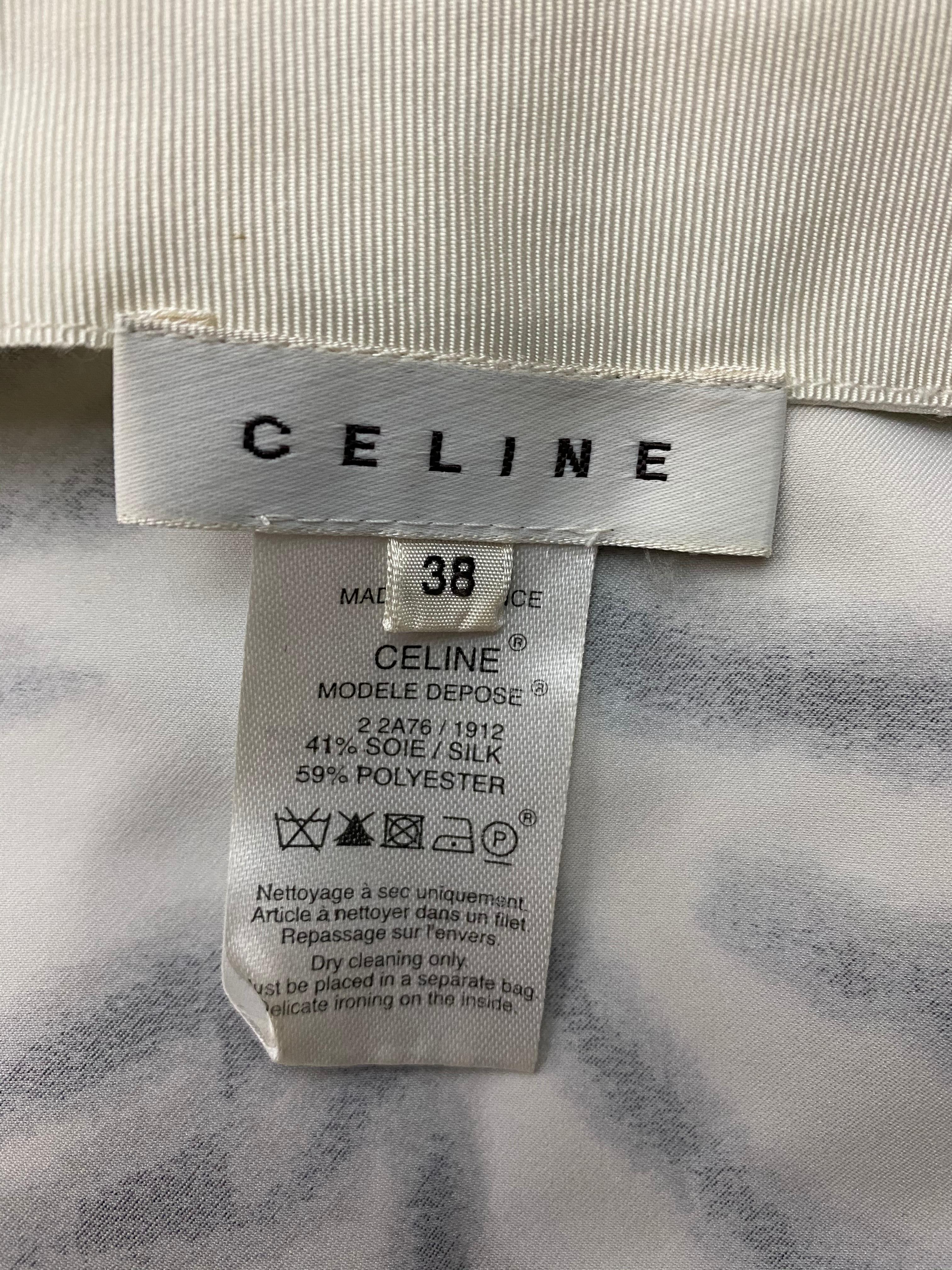 Celine Ivory and Black Silk Pencil Skirt Size 38 1