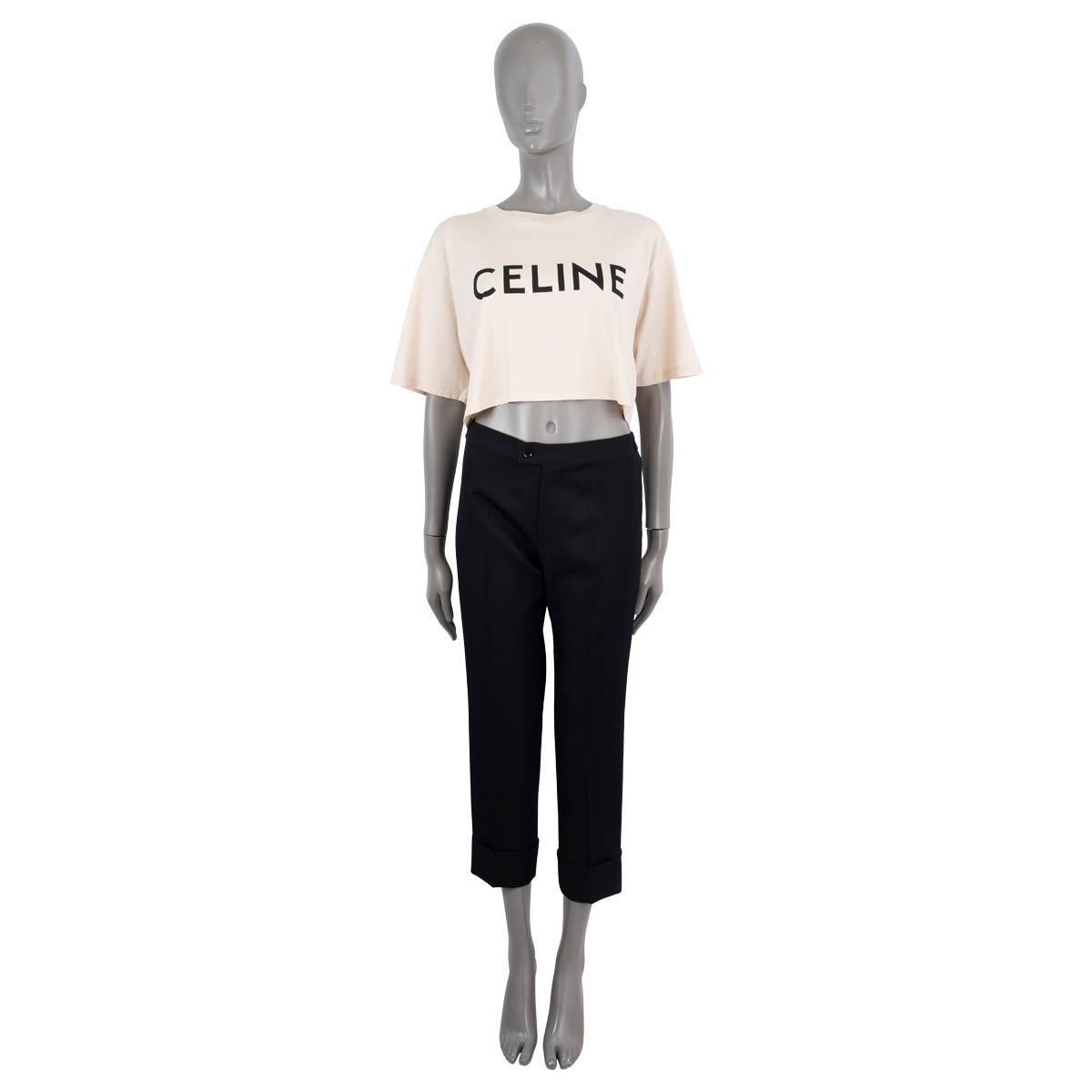 100% authentic Celine cropped logo jersey t-shirt in nude cotton (100%). Brand new with tags. 

Measurements
Tag Size	S
Size	S
Shoulder Width	48cm (18.7in)
Bust From	104cm (40.6in)
Length	42cm (16.4in)
Side Seam Length	15cm (5.9in)
Sleeve