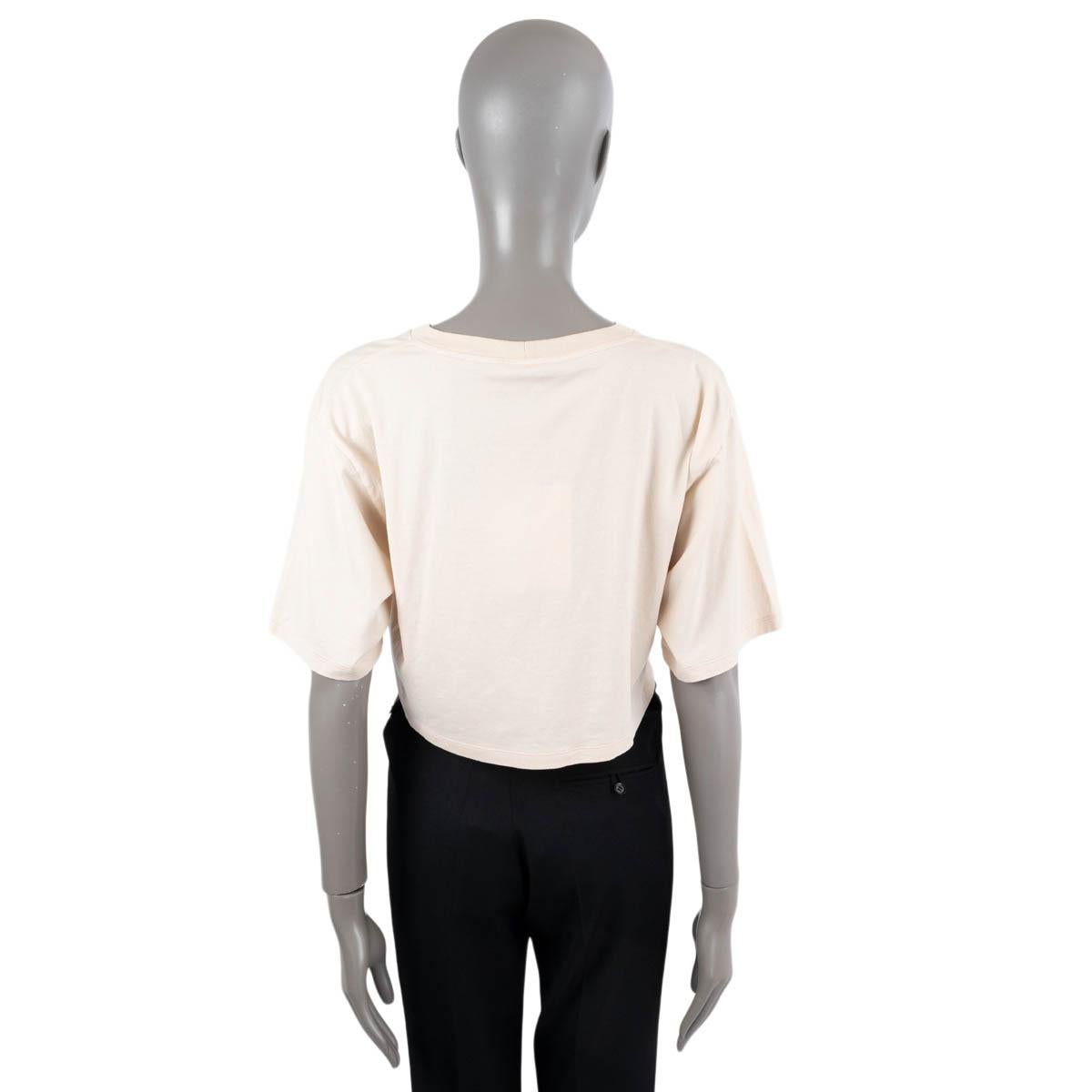 CELINE ivory & black cotton CROPPED LOGO JERSEY T-SHIRT Shirt S In New Condition In Zürich, CH