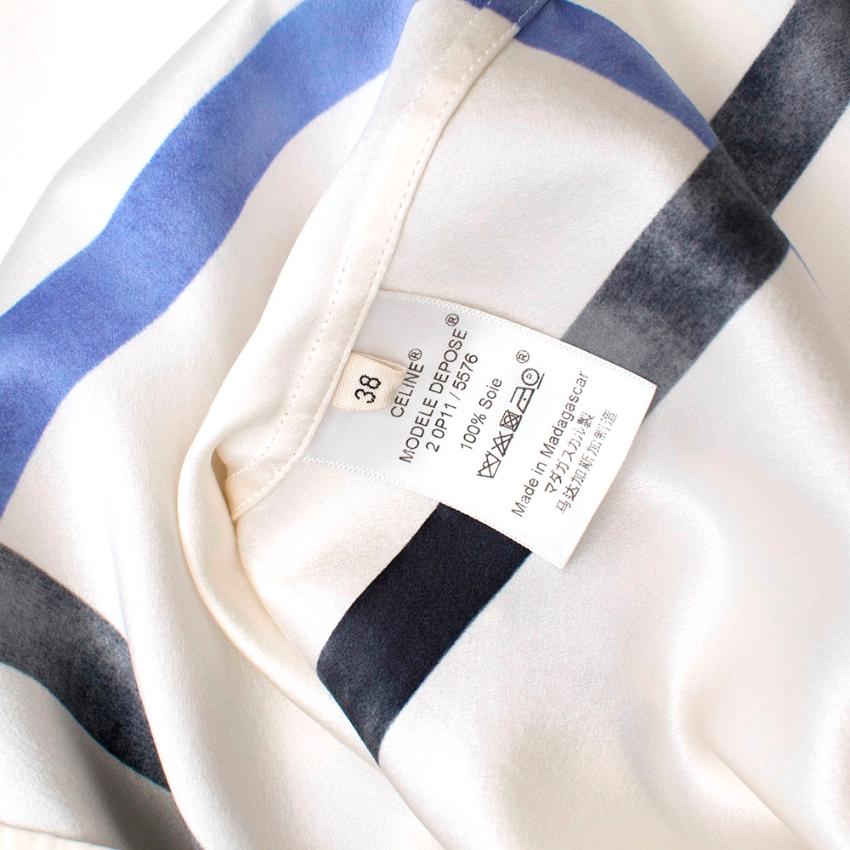 Celine Ivory & Blue Checked Silk Shirt - Size US 6 2