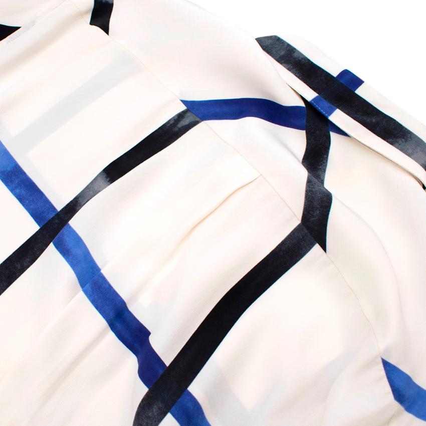 Celine Ivory & Blue Checked Silk Shirt - Size US 6 3