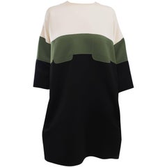 Celine Ivory Green Black Color Block Shift Dress