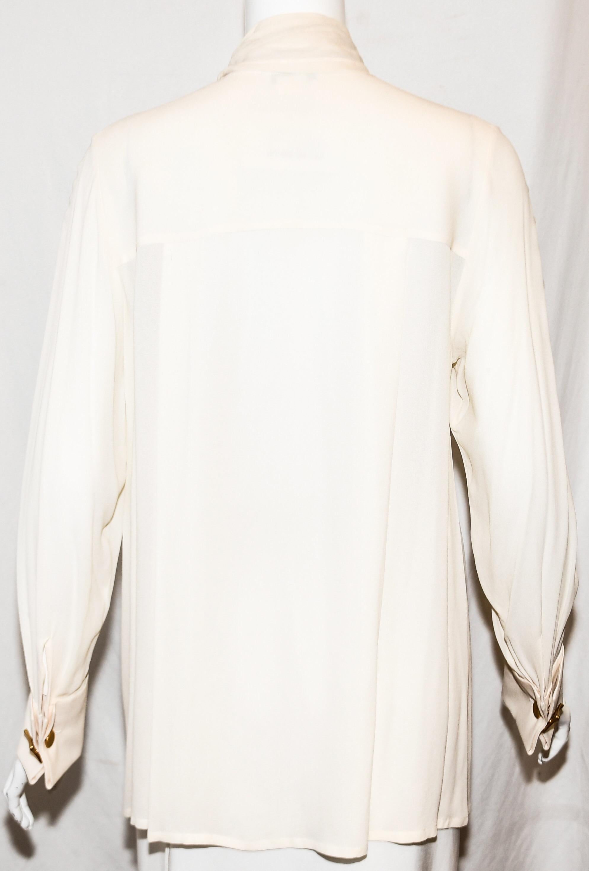 ivory silk blouse long sleeve