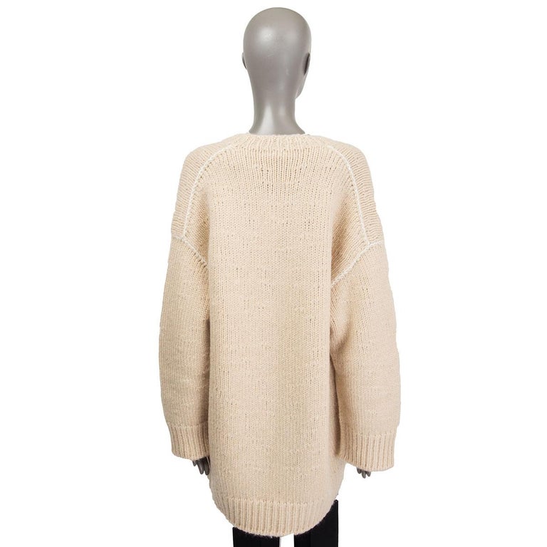 CELINE ivory mohair blend OVERSIZED CHUNKY KNIT Sweater S For Sale at ...