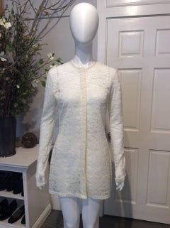 Celine Ivory Sheer Lace Knee-Length Jacket