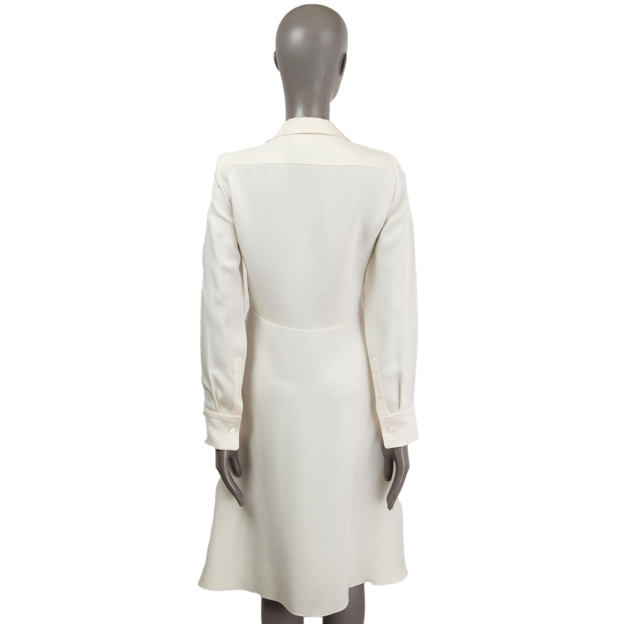 CELINE ivory silk COLLARED LONG SLEEVE SHIRT Dress 38 S In Excellent Condition In Zürich, CH