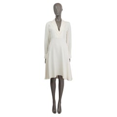 CELINE ivory silk COLLARED LONG SLEEVE SHIRT Dress 38 S