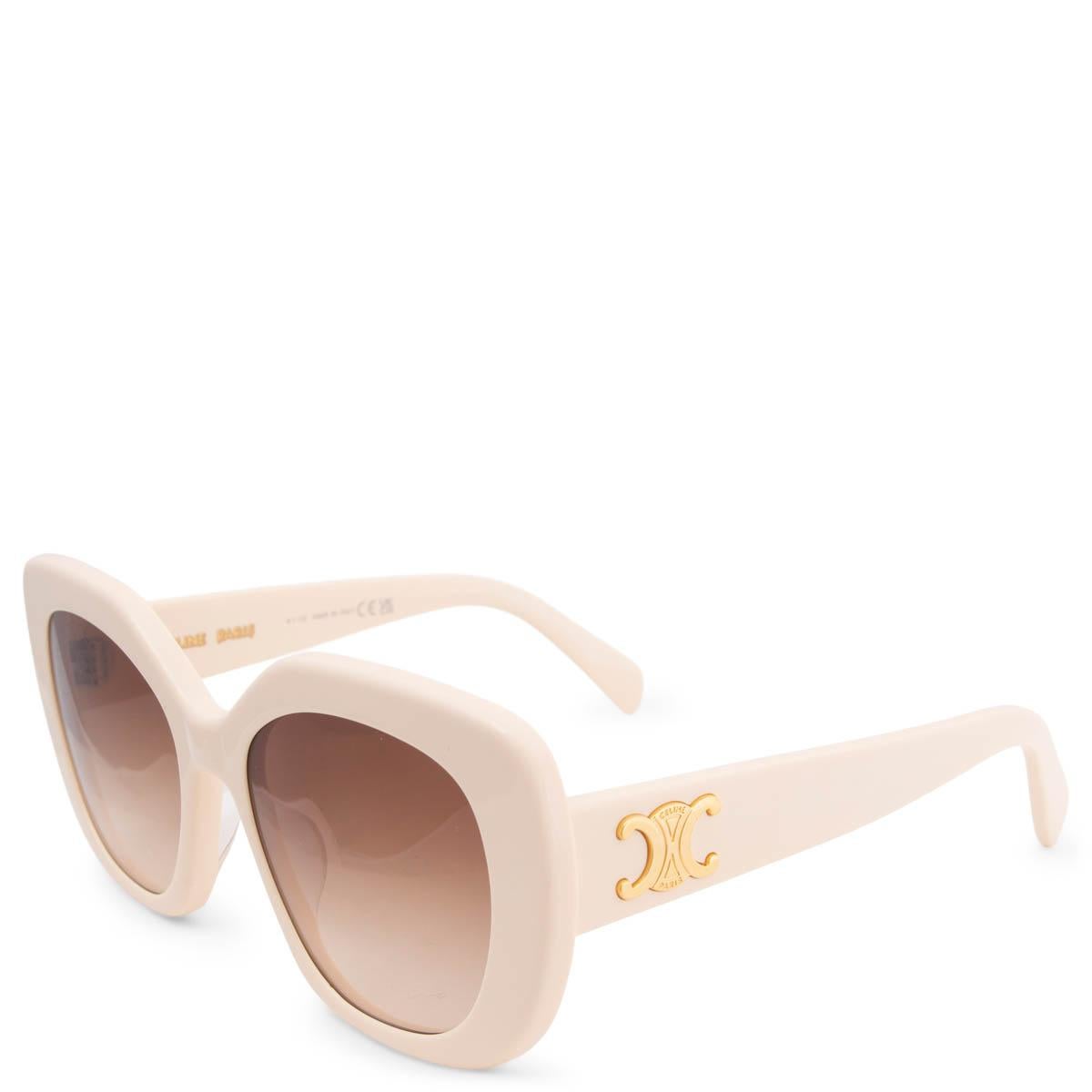 100% authentic Celine Triophme 04 CL40226U rectangular sunglasses in ivory acetate and brown gradient lenses. Gold-Tone Triomphe signature on temples. Have been worn and are in excellent condition. Come with case. 

Measurements
Model	CL40226U