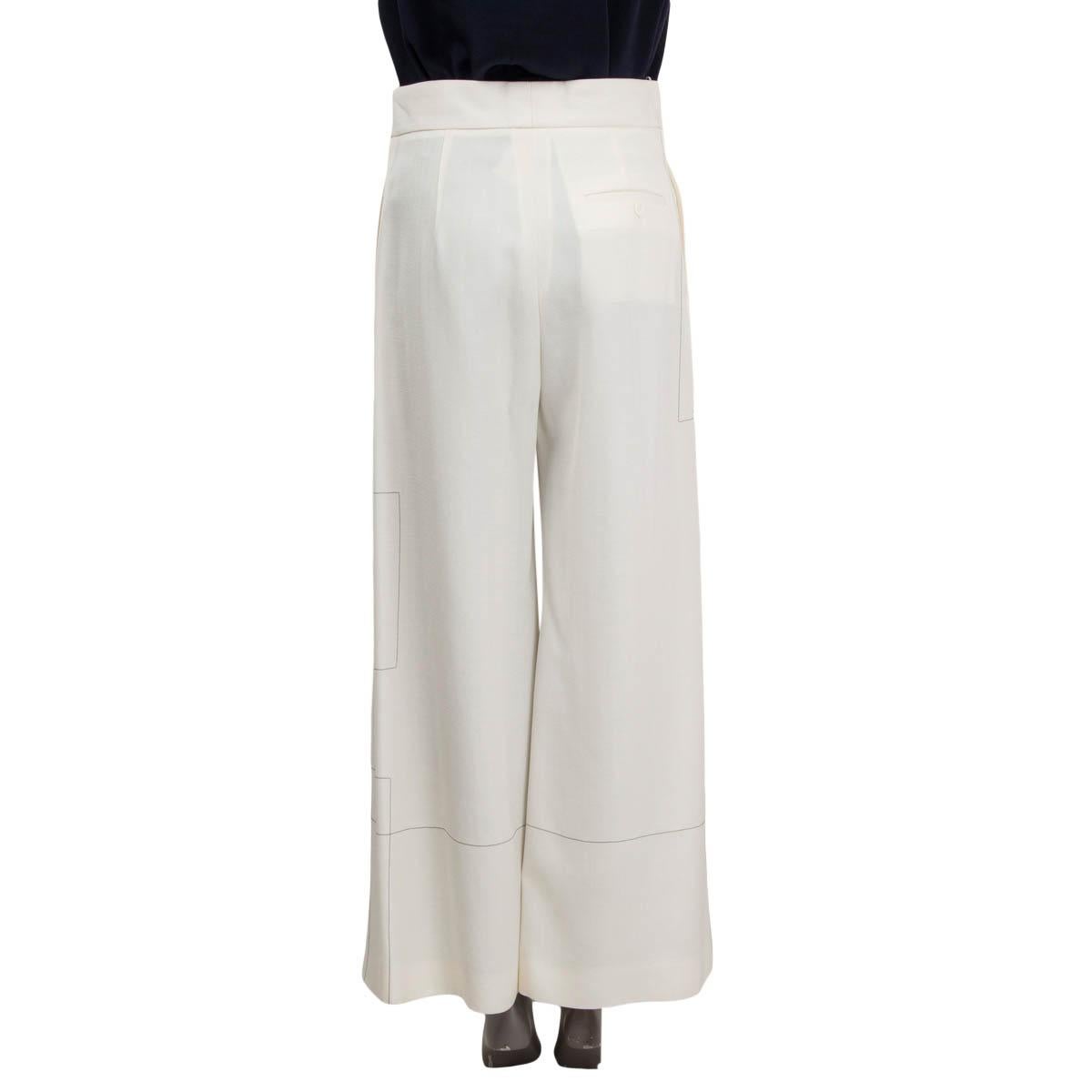 CELINE ivory viscose THIN STRIP WIDE LEG Pants 38 S In Excellent Condition In Zürich, CH