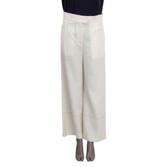 CELINE ivory viscose THIN STRIP WIDE LEG Pants 38 S