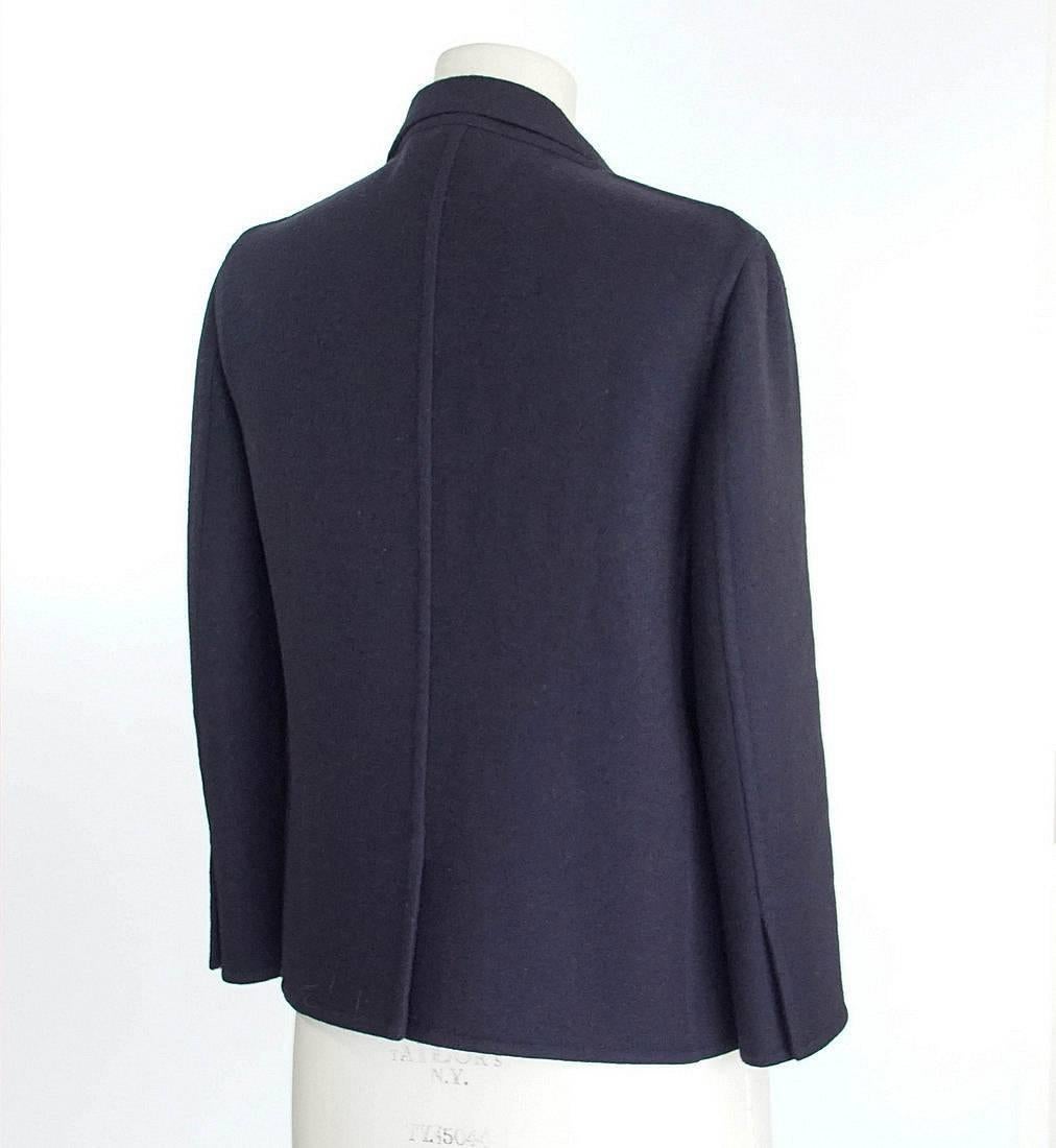 Celine Jacket 3/4 Sleeve Navy Cashmere  40 / 6 nwt In New Condition In Miami, FL
