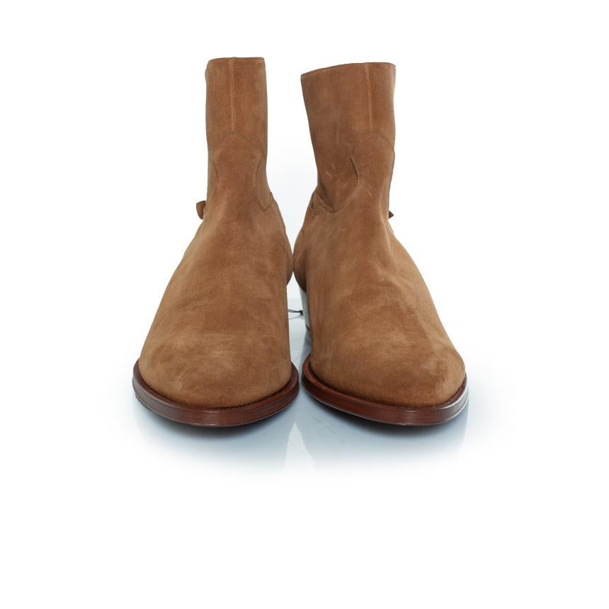 Celine, bottes à boucle en daim Jacno en cognac Neuf - En vente à AMSTERDAM, NL