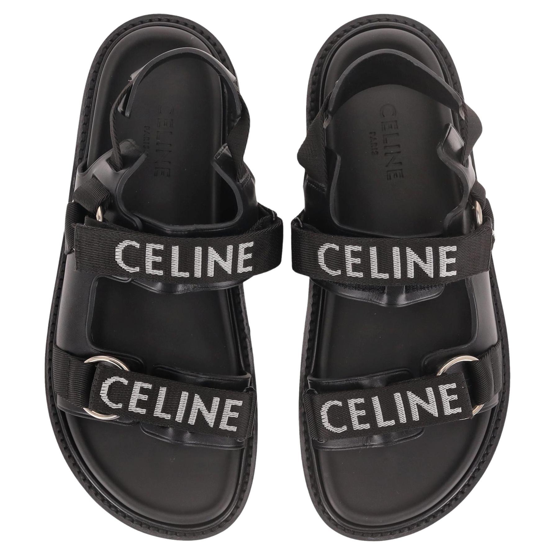 Sandalias Billie de jacquard y piel de becerro Celine en venta