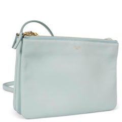 CELINE Jade green leather TRIO SMALL Crossbody Bag