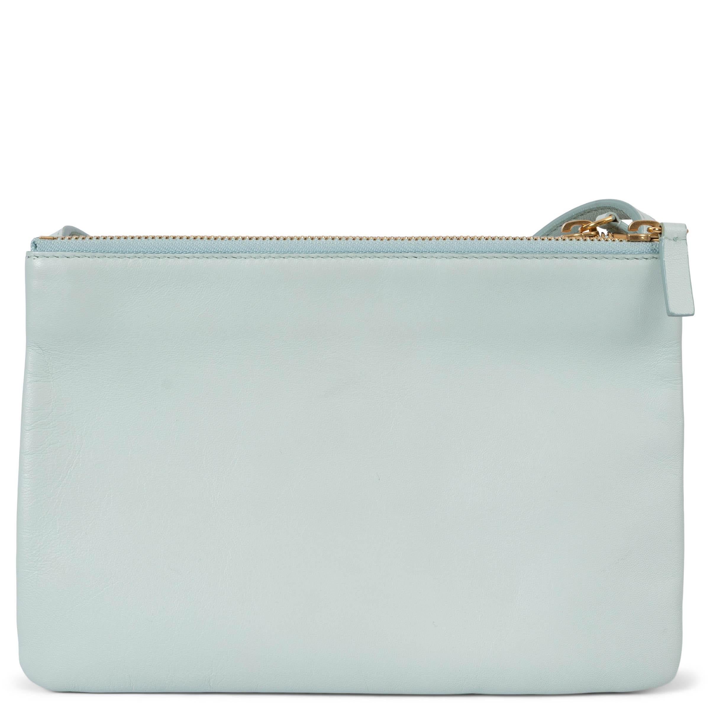 CELINE Jade green leather TRIO SMALL Crossbody Bag In Excellent Condition In Zürich, CH