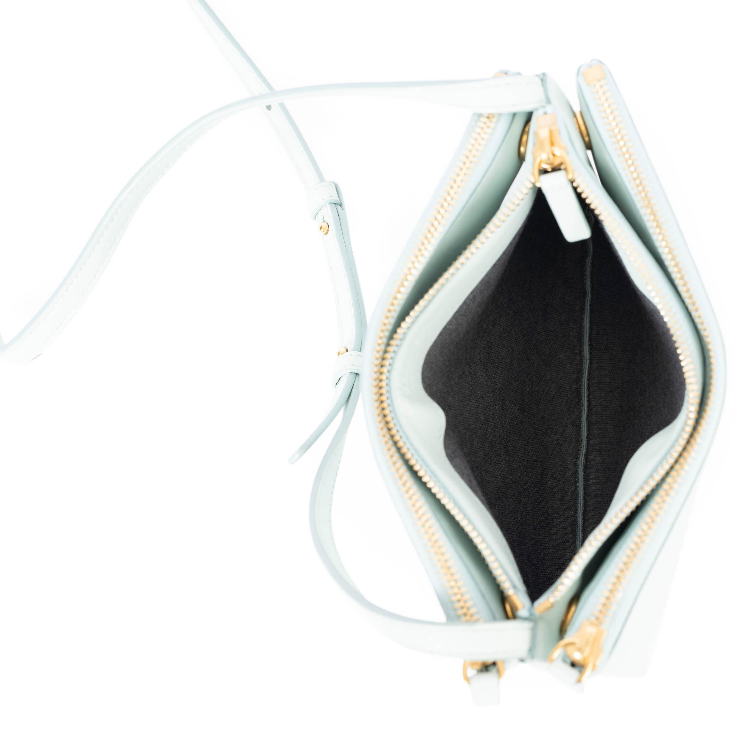 CELINE Jade green leather TRIO SMALL Crossbody Bag 1