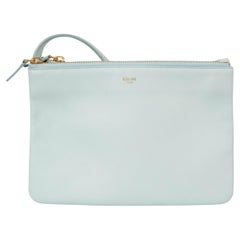 CELINE Jade green leather TRIO SMALL Crossbody Bag