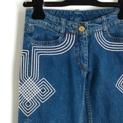 Celine Jean FR32 Embroided Flare Denim Pants UK4 US2