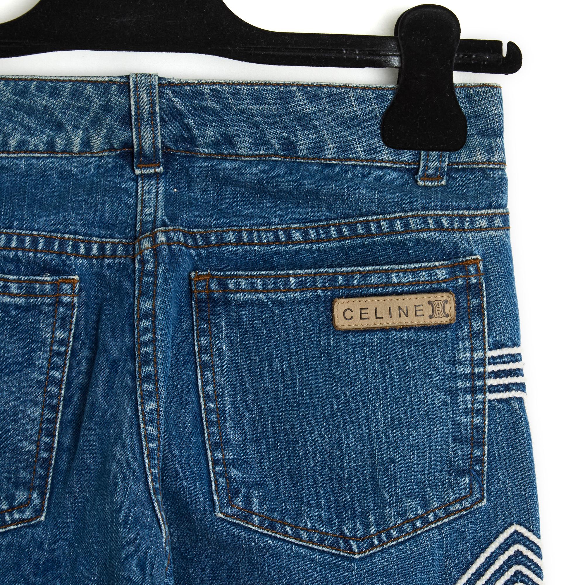 Celine Jean FR32 Embroided Flare Denim Pants UK4 US2 1