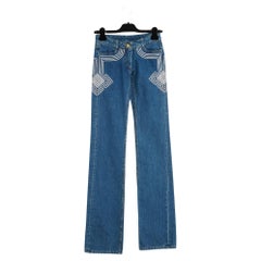 Bestickte ausgestellte Denim-Hose von Celine Jean FR32 UK4 US2