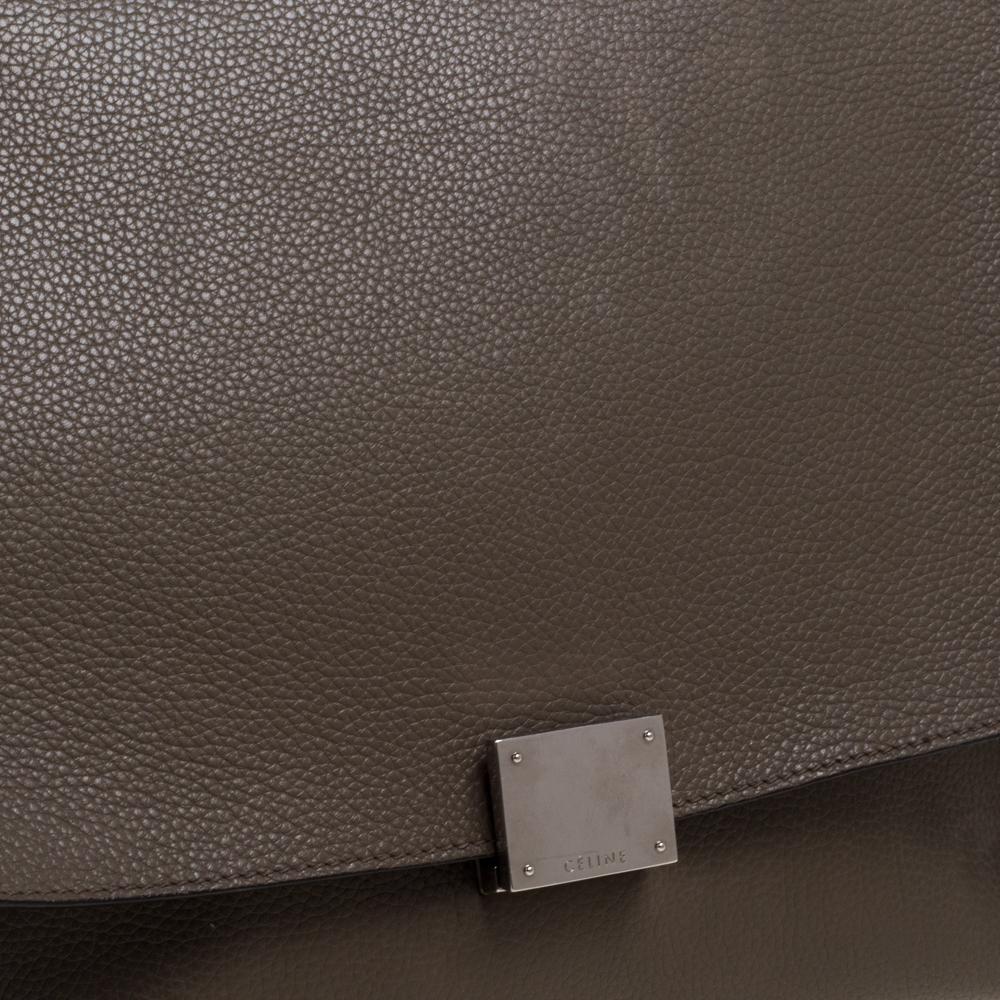 Celine Khaki Beige Leather and Suede Medium Trapeze Bag 3