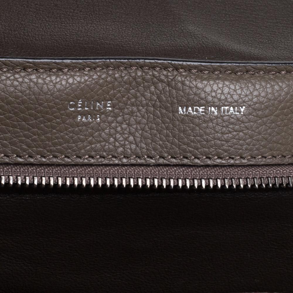 Celine Khaki Beige Leather and Suede Medium Trapeze Bag 5