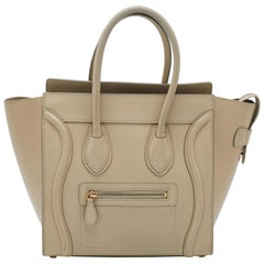 Celine Khaki Beige Leather Micro Luggage Tote