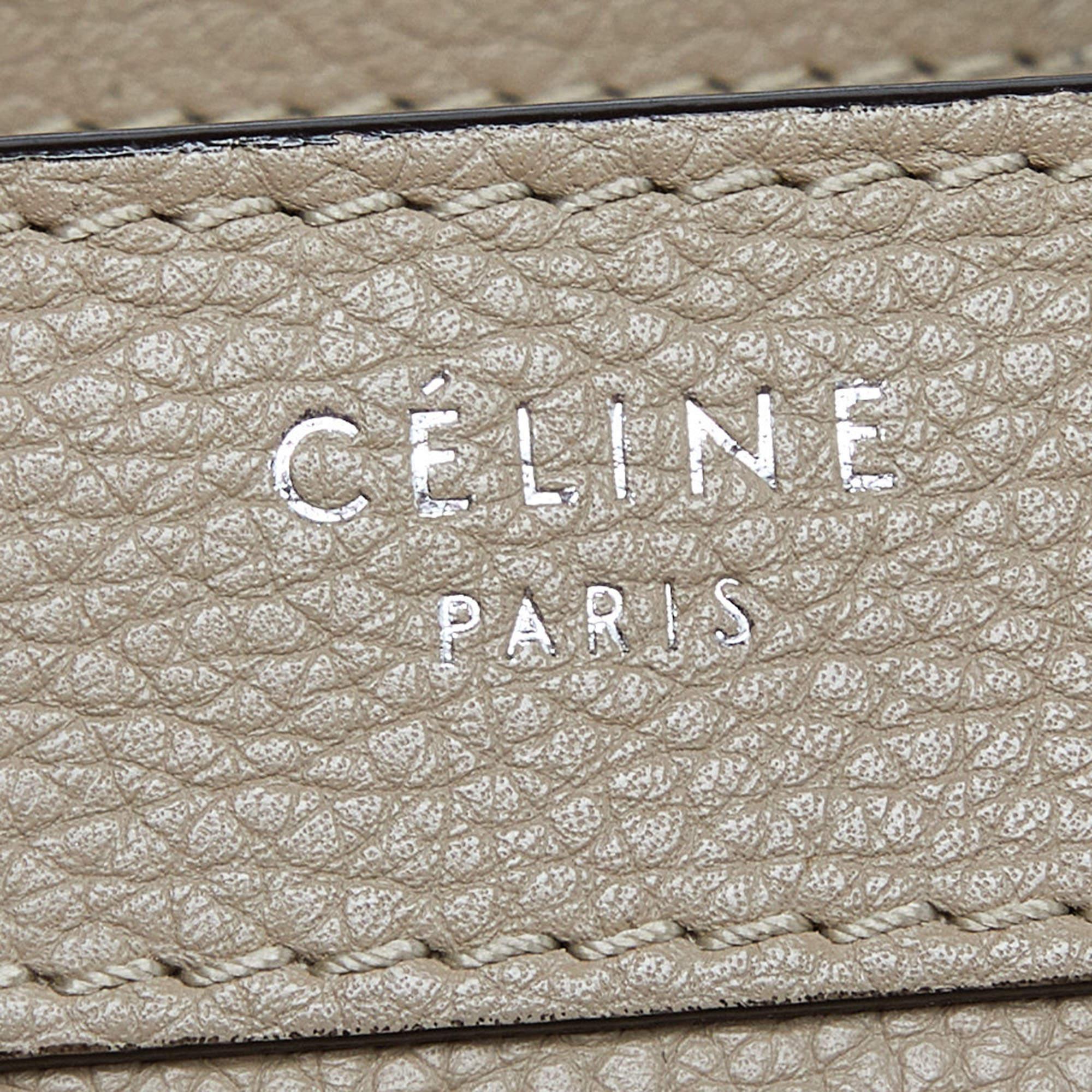 Celine Khaki Beige Leather Nano Luggage Tote 2