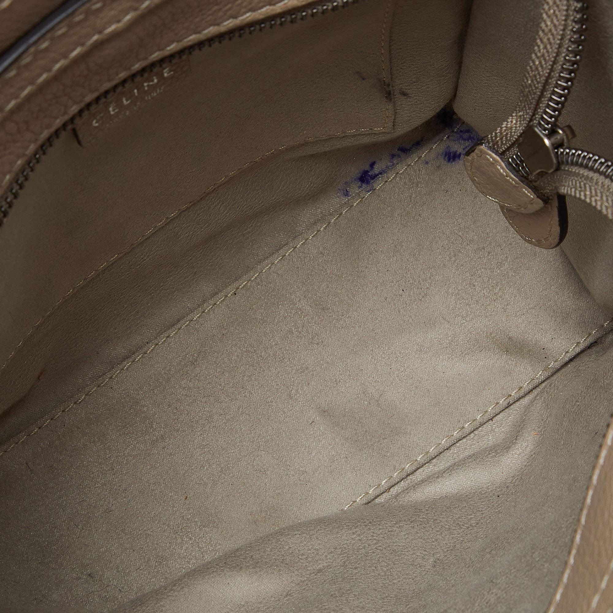 Celine Khaki Beige Leather Nano Luggage Tote 4