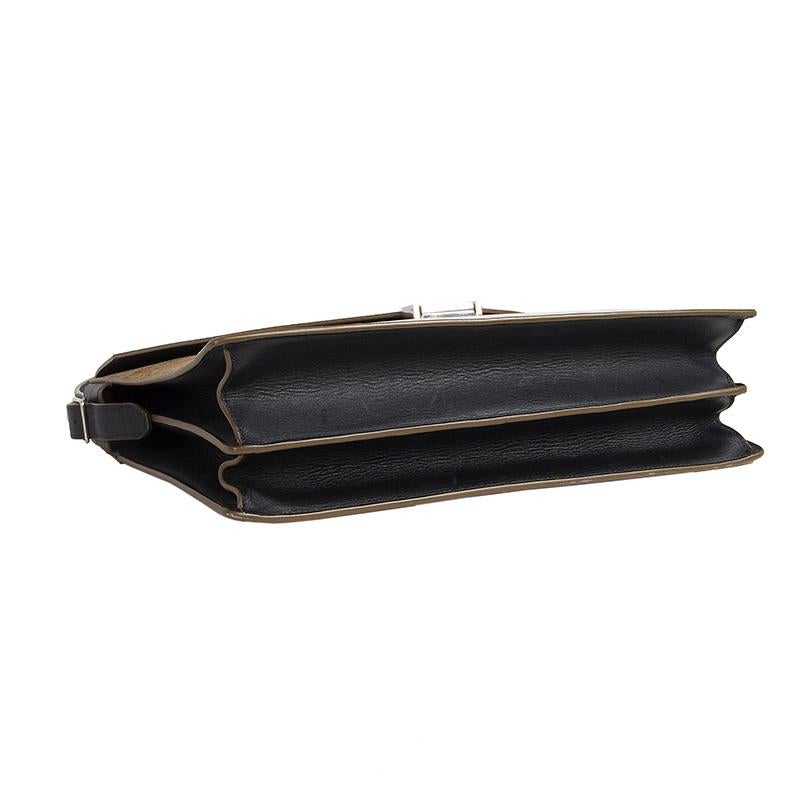Women's CELINE khaki black white leather & suede DIAMOND Shoulder Bag
