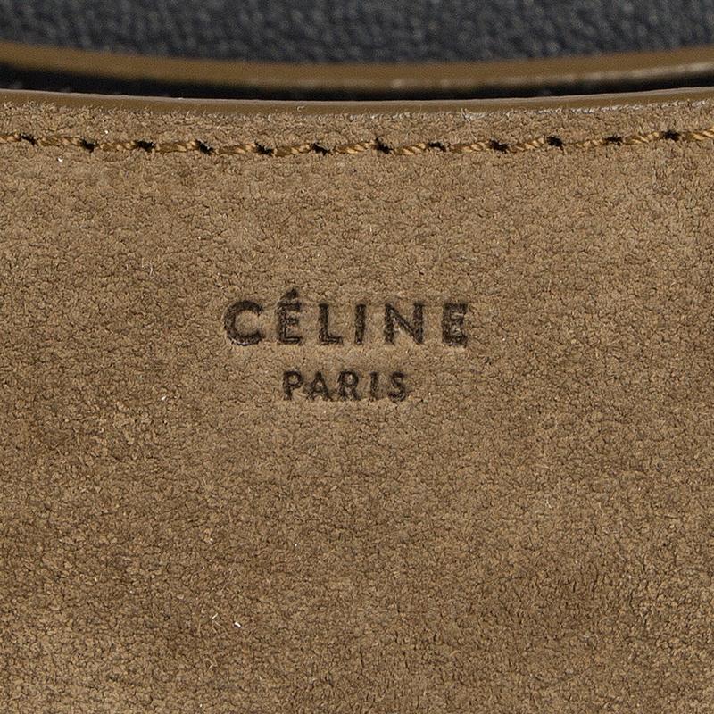 CELINE khaki black white leather & suede DIAMOND Shoulder Bag 2