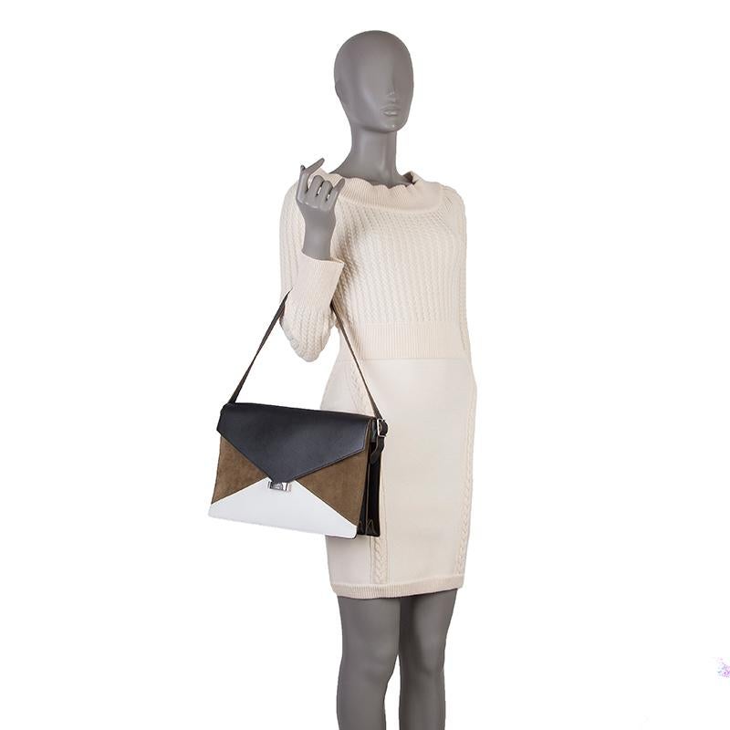 CELINE khaki black white leather & suede DIAMOND Shoulder Bag 3