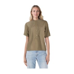 Céline Khaki Button & Zip Detail Top Size S