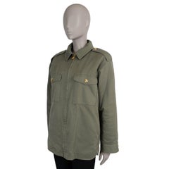 CELINE khaki green cotton SHERPA LINED OVERSHIRT Jacket 36 XS