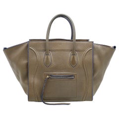 Celine Khaki Grey Leather Medium Phantom Luggage Tote