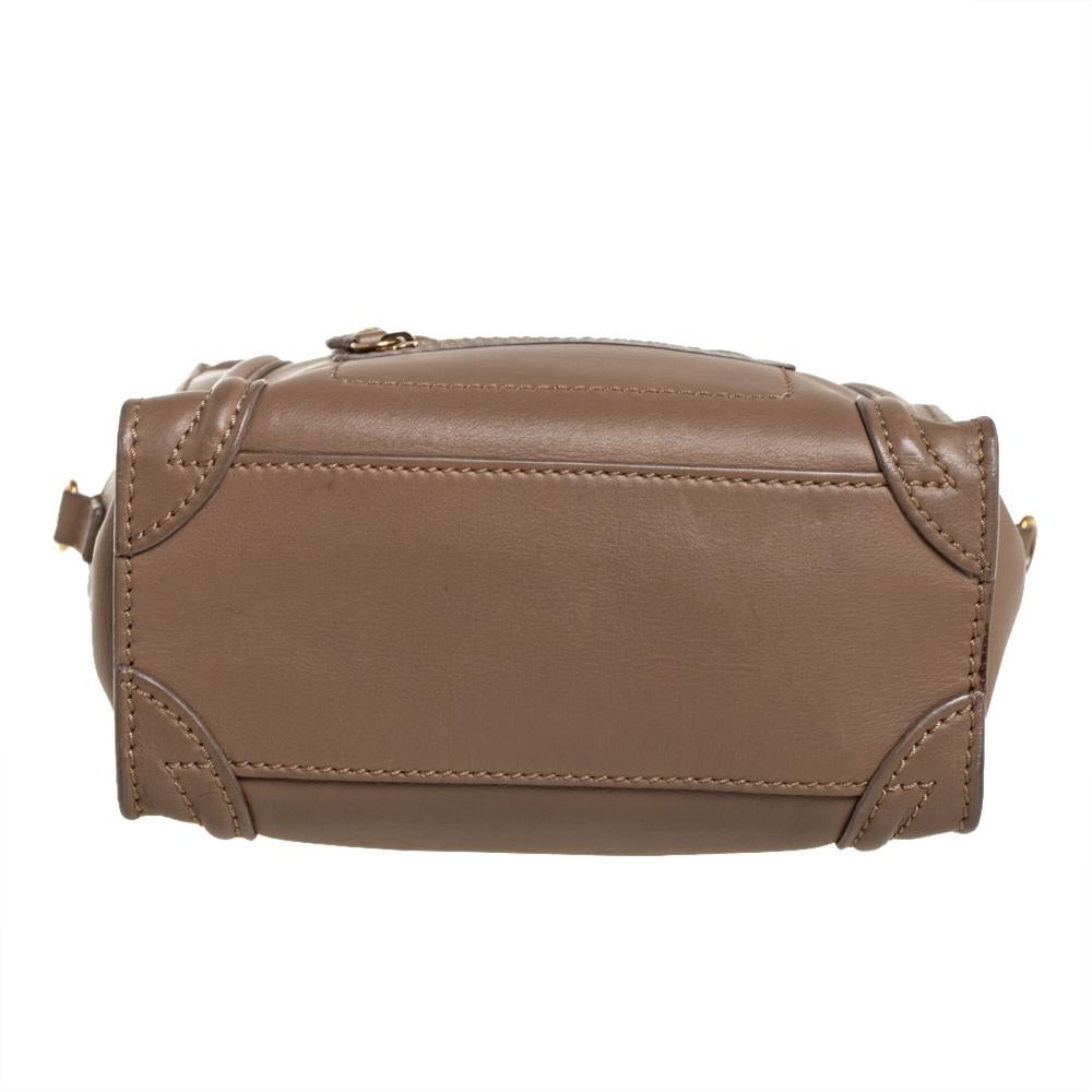Celine Khaki Leather Nano Luggage Tote 2